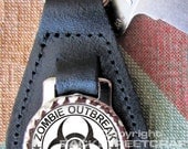 ZOMBIE OUTBREAK RESPONSE Team Genuine dyed black Leather Key Ring Fob Fathers Day  Graduation Christmas Under 15.00