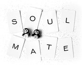 8x10 Love Letters Art Original White and Black Soul Mate Penguins Cute Couple Photography Vintage Style Fine Art Print Unique Wedding Gift