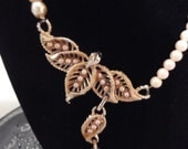 vintage pearl necklace, steampunk, wedding necklace, victorian, romantic necklace