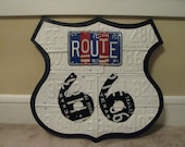ROUTE 66 SIGN made from real vintage license plates - license plate art- one of a kind