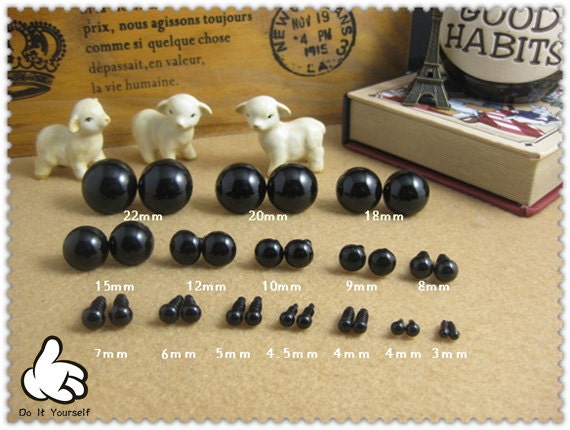 4.5mm Safety eyes Doll eyes Toy eyes Doll Parts Animal eyes Plush eyes Teddy Bears eyes Plastic eyes - Black - 10 pairs