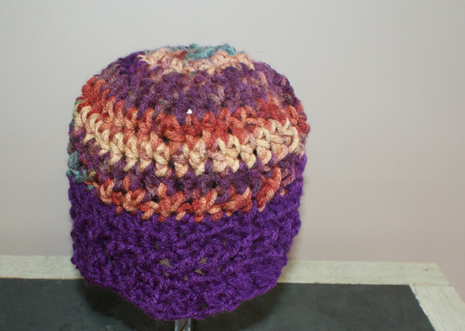 Purple Baby Hat, Winter Sock Cap, Boys Winter Cap, Infant Beanie, Baby Winter Hat, Baby Snow Hat, Crochet Baby Cap, Girls Stripe Cap