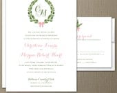 Olive Branch Modern Wedding Invitation & RSVP Set - CUSTOMIZE Colors and Content - Digital Files OR Printed Sets