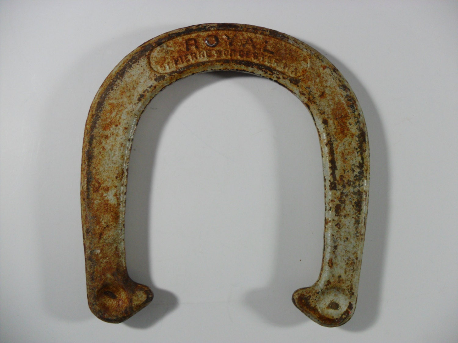 Old Rusty Horse Shoe, Antique Cast Iron Lucky Horse Shoe in Old Gray Paint, Royal St Pierre Equestrian