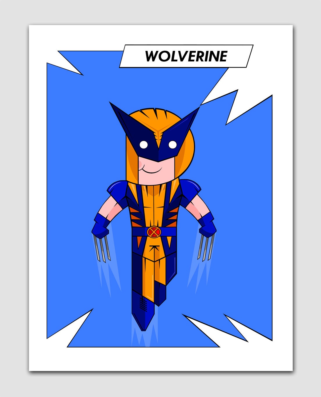 Little Wolverine superhero character print