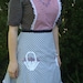 Pinafore apron, holiday, red, white, and blue, embroidery, crochet accents