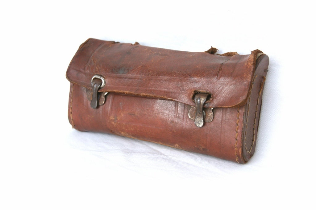 French bicycle tool bag AND tools, leather bicycle bag bike accessories bicycle accessories bicycle tool roll bike bag belt bag bike shop