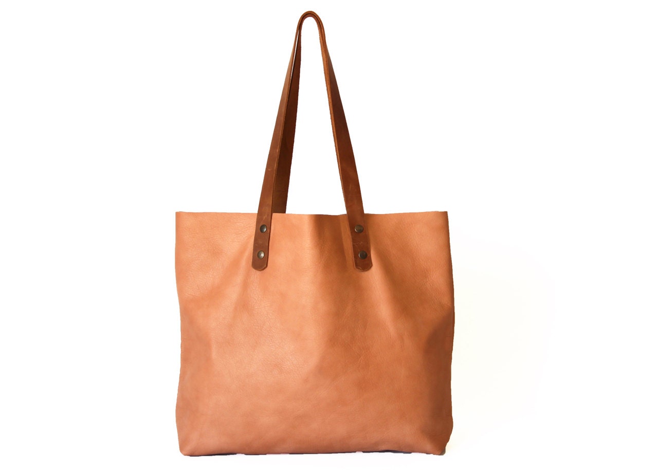PEACH BLUSH - large leather tote, leather bag