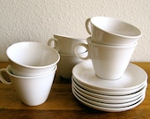 Franciscan Whitestone Ware Cups and Saucers-Set of 6
