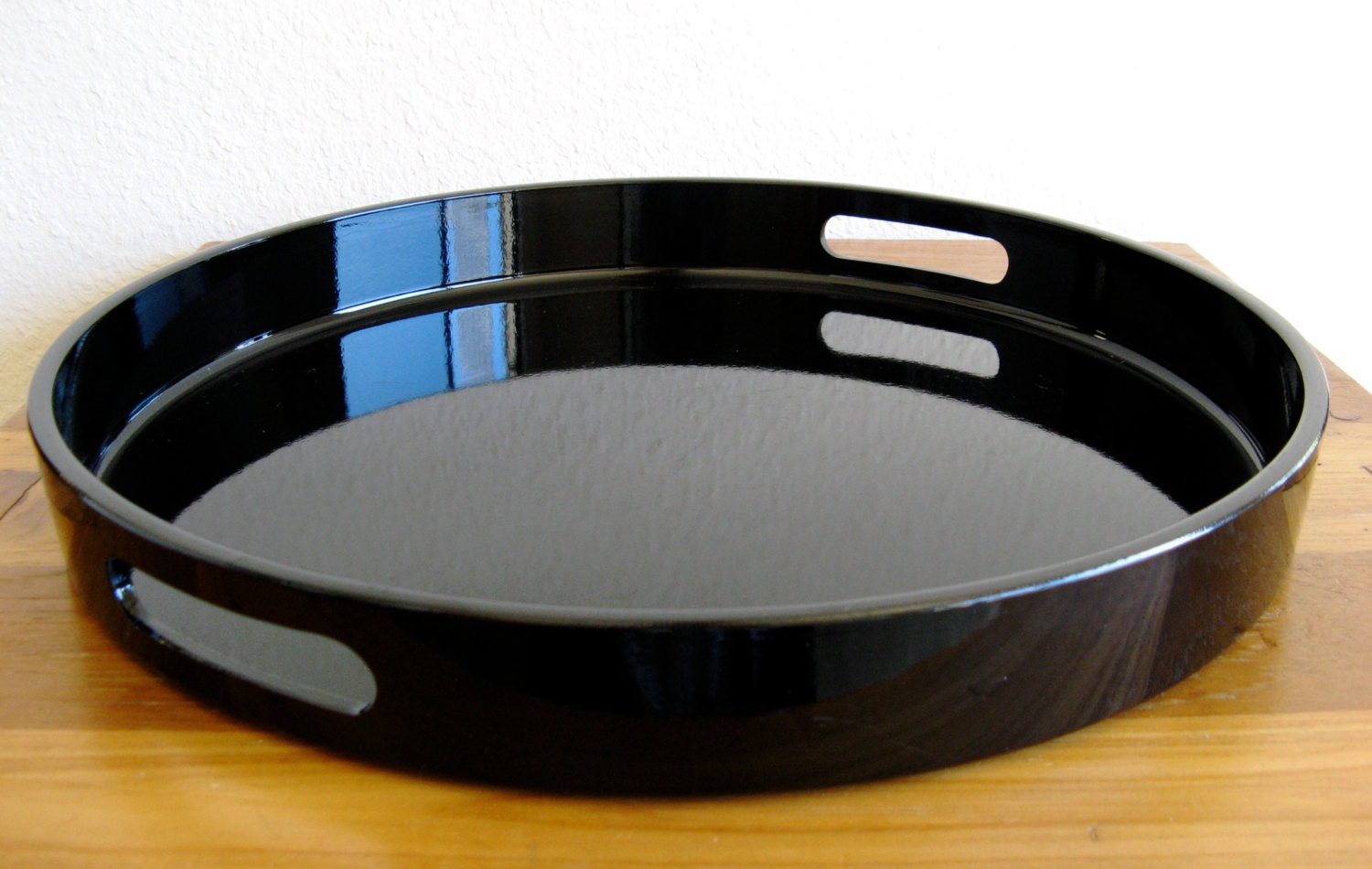 Round Black Lacquer Tray