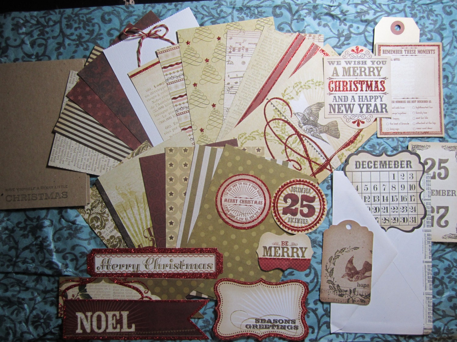 December Daily / Mini Album / Handmade Christmas Journal Kit - Mixed Media Album