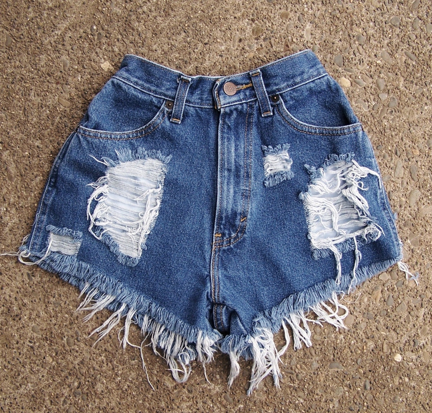 Upcycled high waisted booty shorts destroyed by GloriousMorn