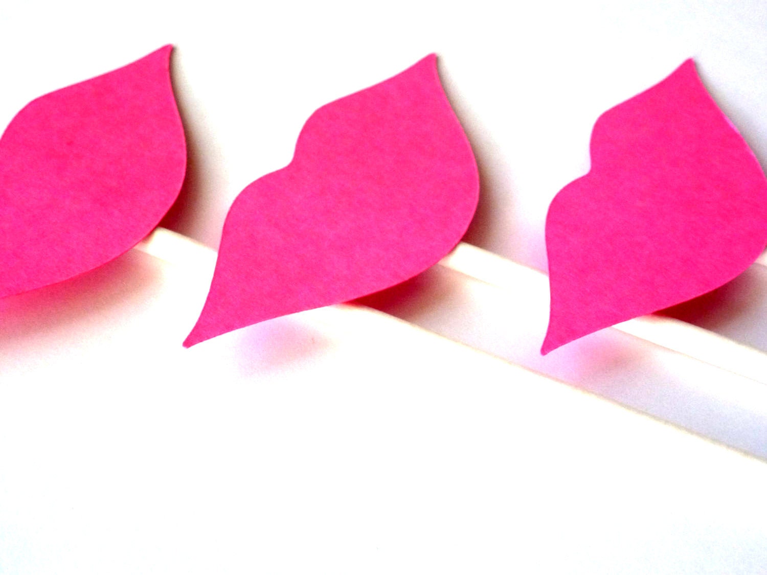 12 Hot Pink Lips Cupcake Toppers - Pink - Made To Order