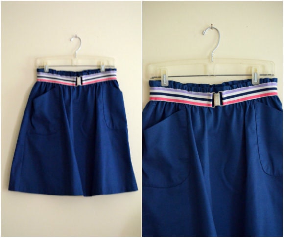 Vintage Navy Stripe Hunter's Glen Skirt  - 1980s