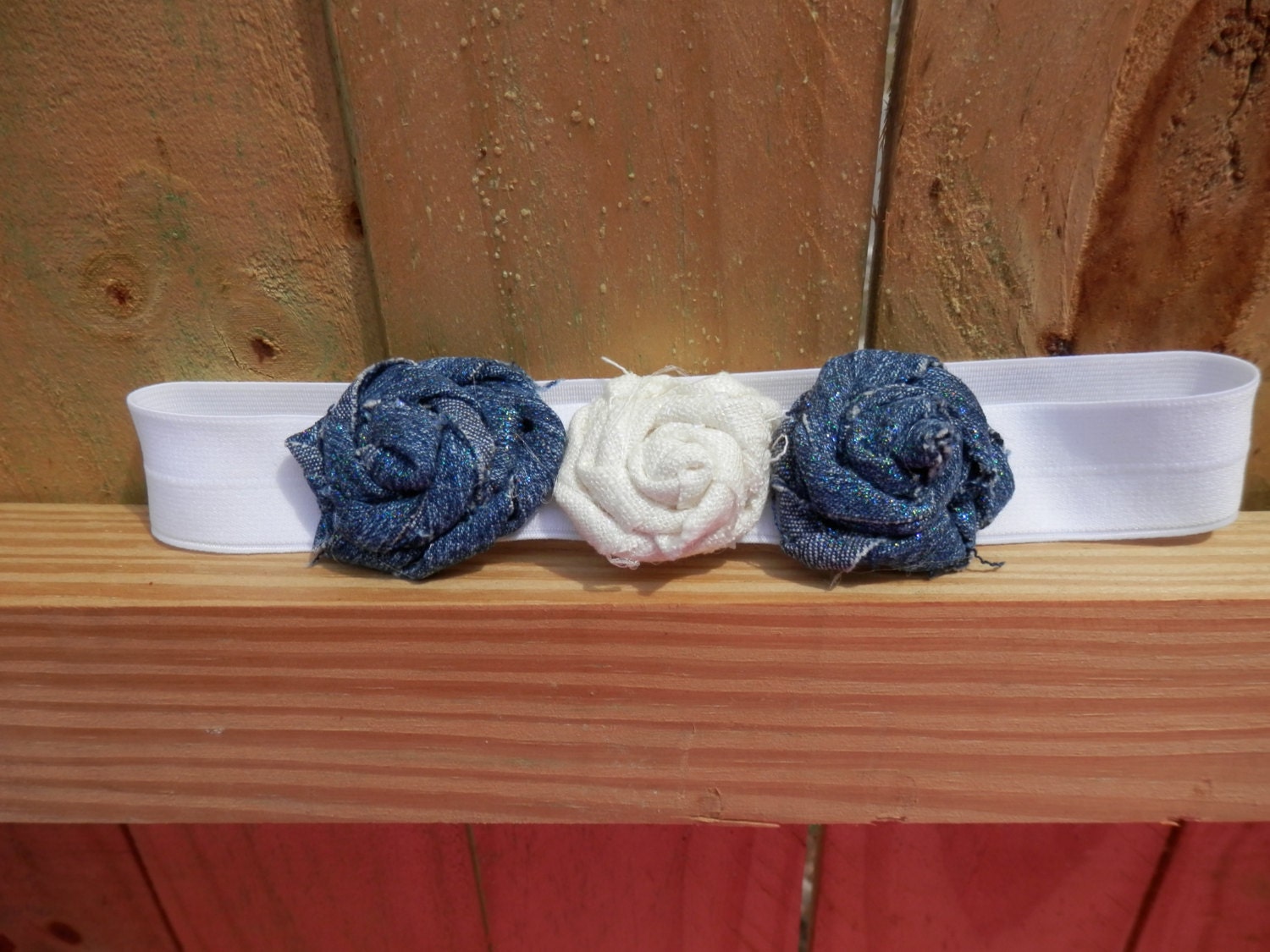 DENIM ROSETTE HEADBAND Girls Young Adult Hair Accessories