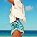 Aloha Print Pom Pom Shorts