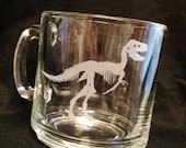Tyrannosaurus Rex Trex Skeleton Dinosaur Custom Etched Hot beverage Tea Coffee Mug
