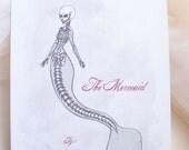 The Mermaid- 5x7in Anatomy Drawing- Mermaid Skeleton- Fine Art Print