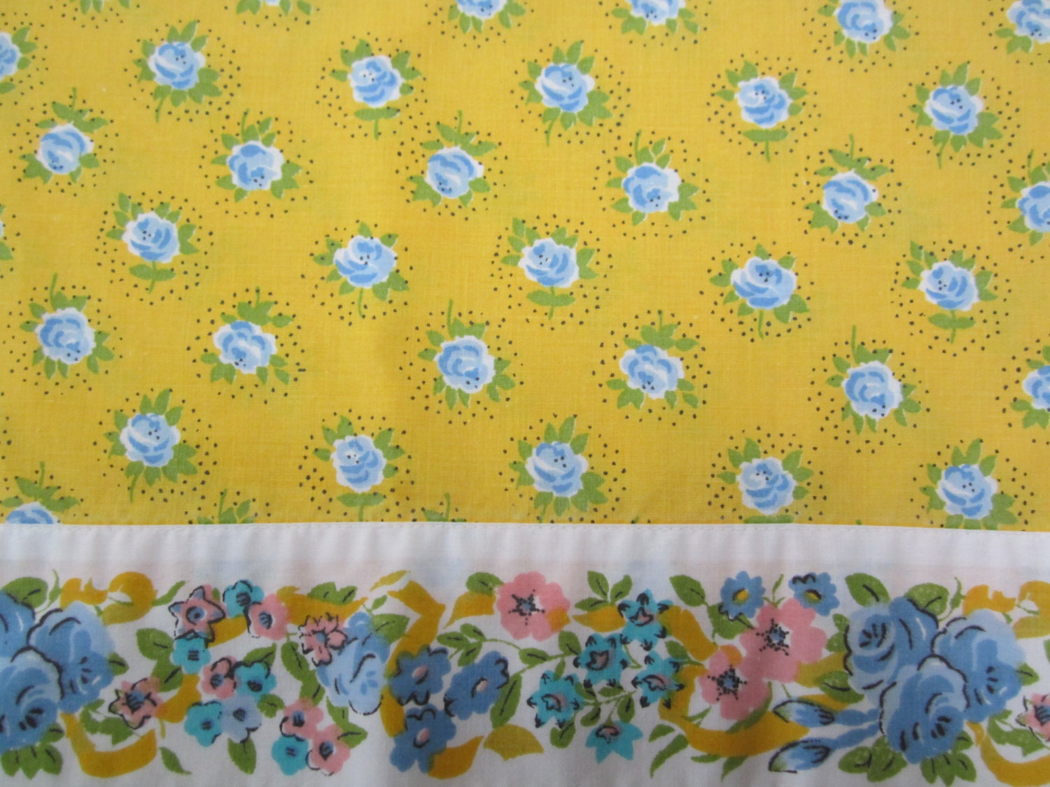 Blue roses on yellow - king size pair