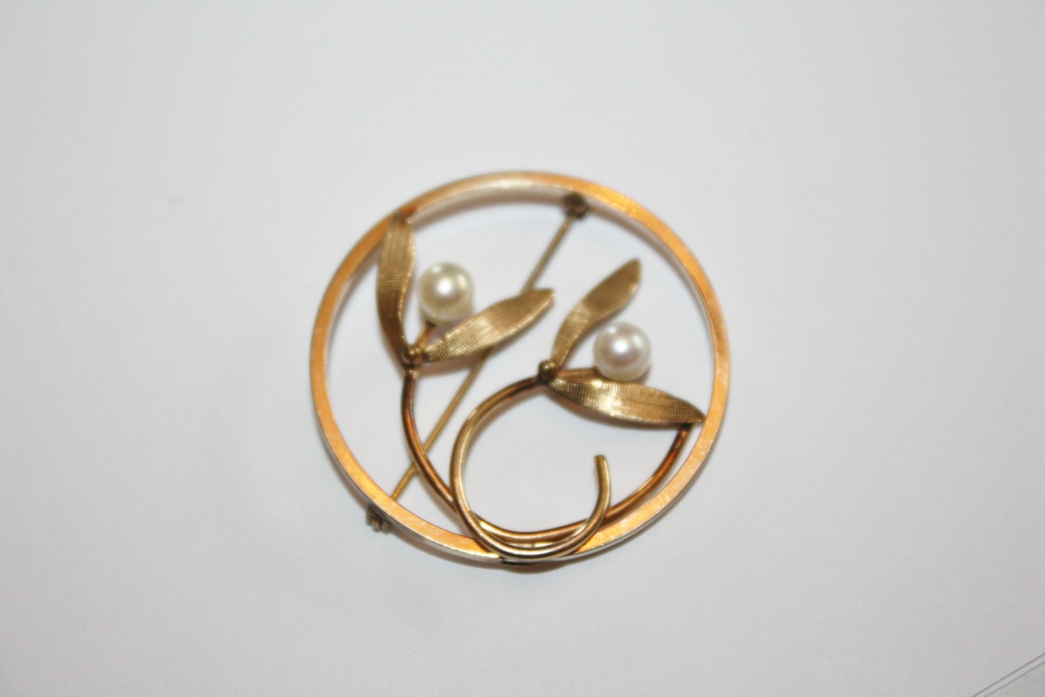 Vintage Brooch 12kt GF Pearl Flower VanDell 1950s Jewelry