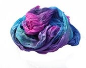 Rose Sky -  pink, magenta,  green, turquoise, blue silk scarf.