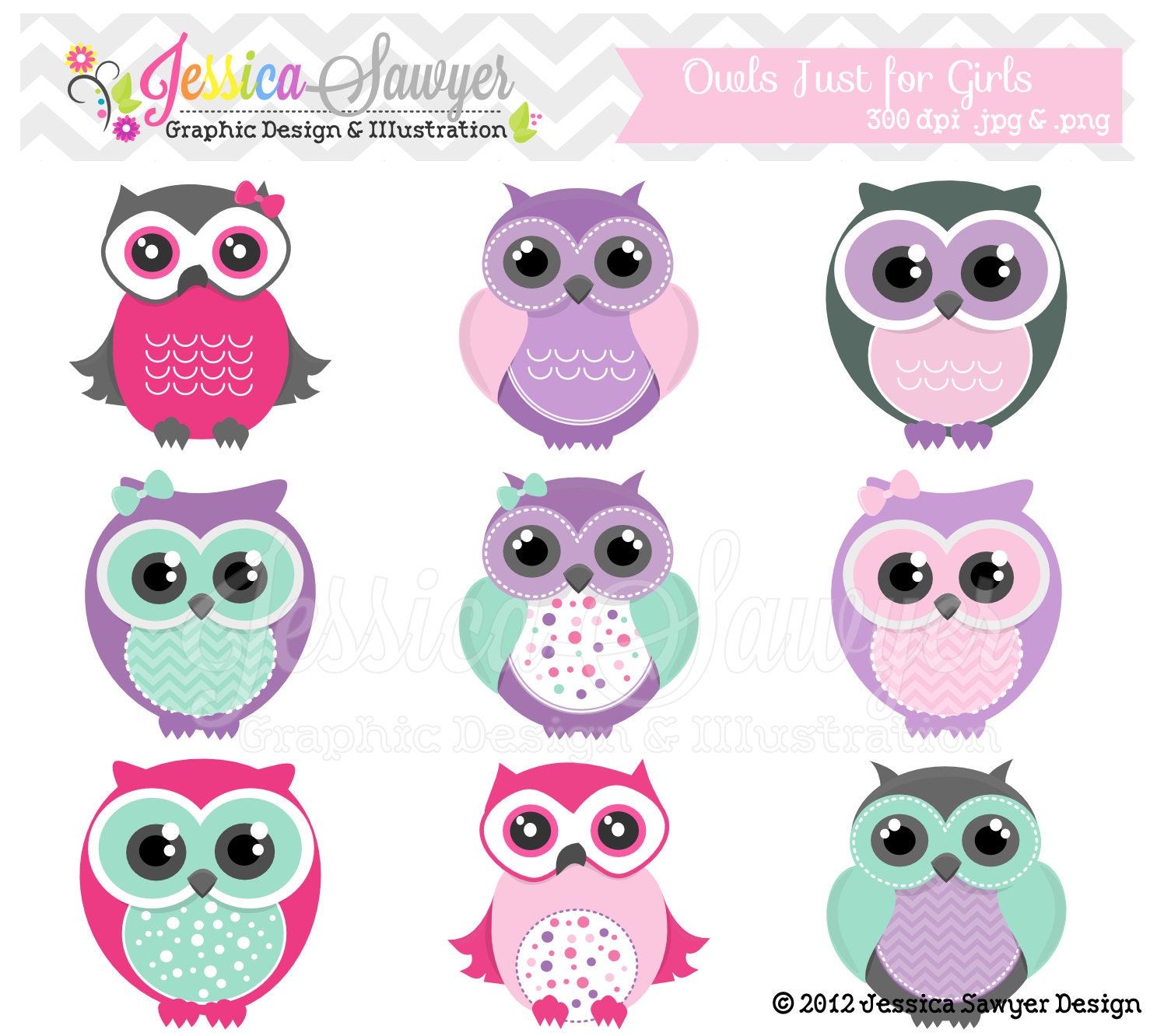 INSTANT DOWNLOAD, cute owl clipart, girly pink clip art, bird graphic, baby shower, owl logo, commercial use, invites, printables Il_570xn