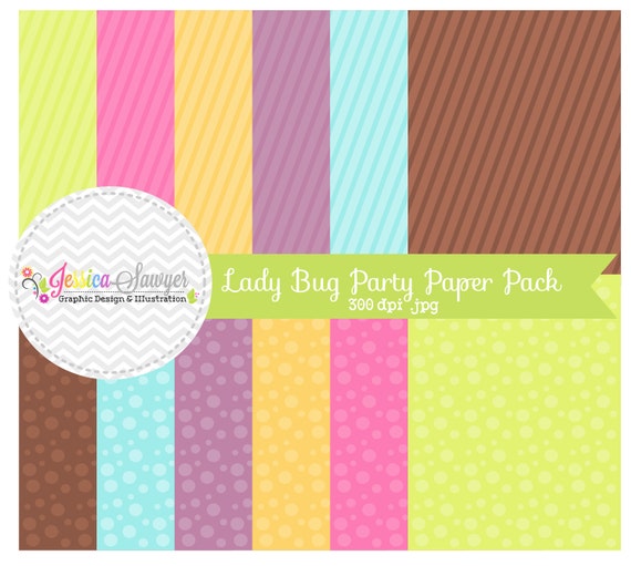 INSTANT DOWNLOAD lady bug digital papers, whimsical paper pack, commercial use for invitations, photo shop background Il_570xn