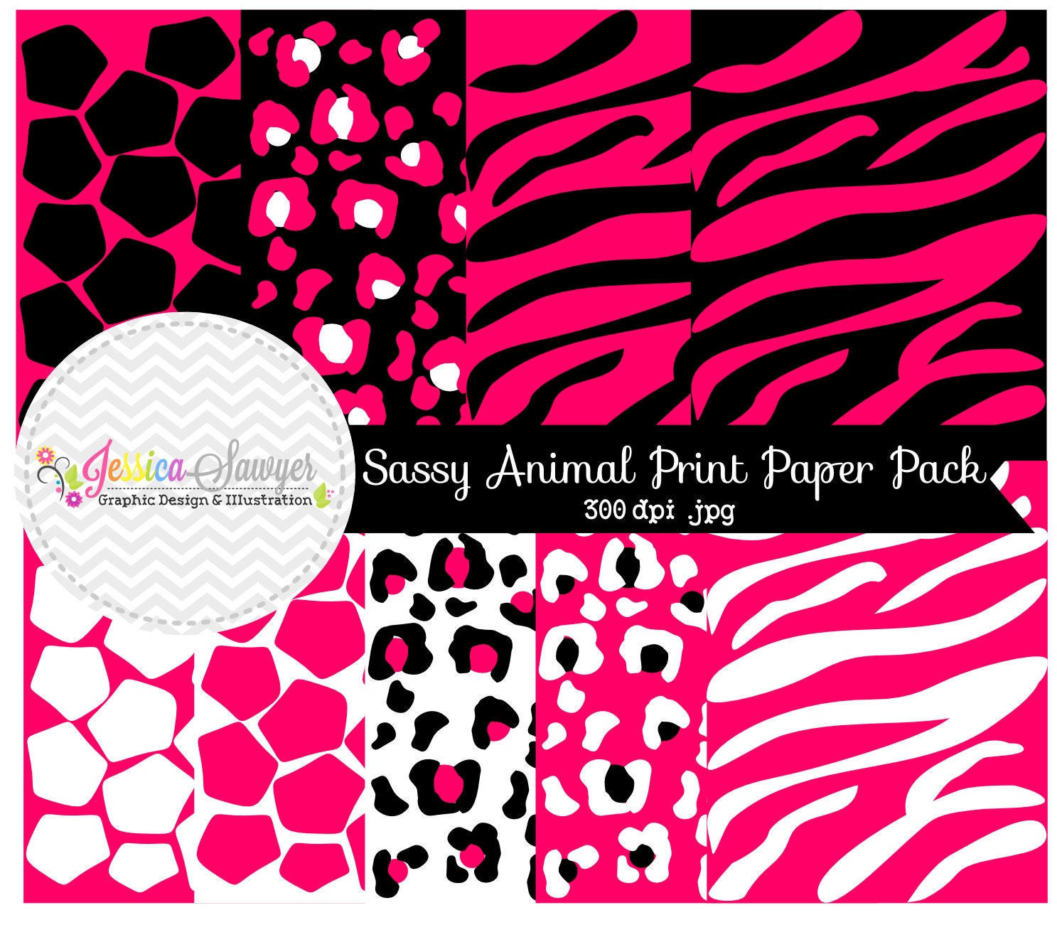 INSTANT DOWNLOAD, pink animal print digital paper, safari background, commercial use for invitations, party supply, more Il_570xn
