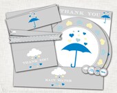Rain Baby Shower Package -  Baby Boy Shower - PRINTABLE (Labels, Tags, Wrappers, Flags, Circles) - Rain Shower Collection