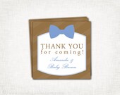 Bow Tie Baby Shower Tags - Baby Boy -  PRINTABLE Thank You - DIY Digital File - Blue Brown - Bow Tie Collection