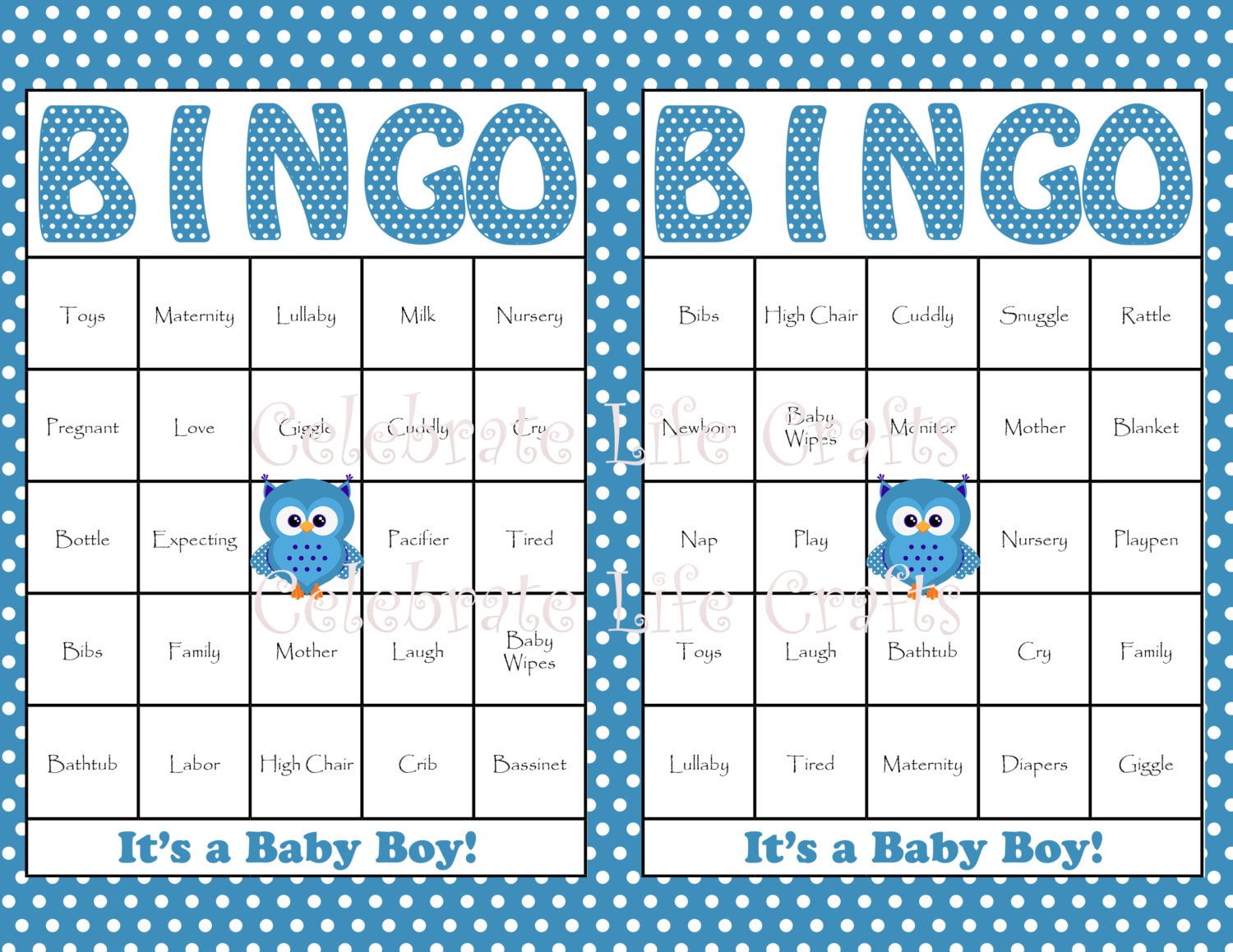 30 Baby Shower Bingo Cards Printable Party by CelebrateLifeCrafts