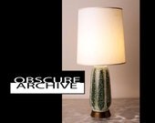 MAD MEN - Unusual Mid Century Modern Table Lamps - Green Ceramic - Matched Pair
