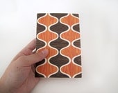 Small Thin Pamphlet Notebook - Faux Bois and Orange Vintage Pattern Jotter
