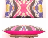 BROWSEYES - cushion cover neon pink, purple, yellow, electric blue throw pillow - original abstract art throw pillow - bright & bold