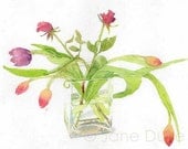 Flowers in Vase watercolour painting original