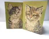 Paint by Number Kitty in Green set of 2