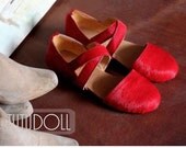 Vermilion Red Vintage Inspired Fashion Handmade Handcrafted  Leather Shoes Flat Casual Loafer