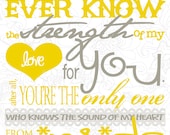 No one knows me like YOU 12x12 yellow grey art print, nursery, wall art, gender neutral