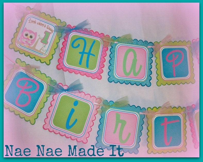 Owl Birthday Party Banner - "HAPPY BIRTHDAY" Banner
