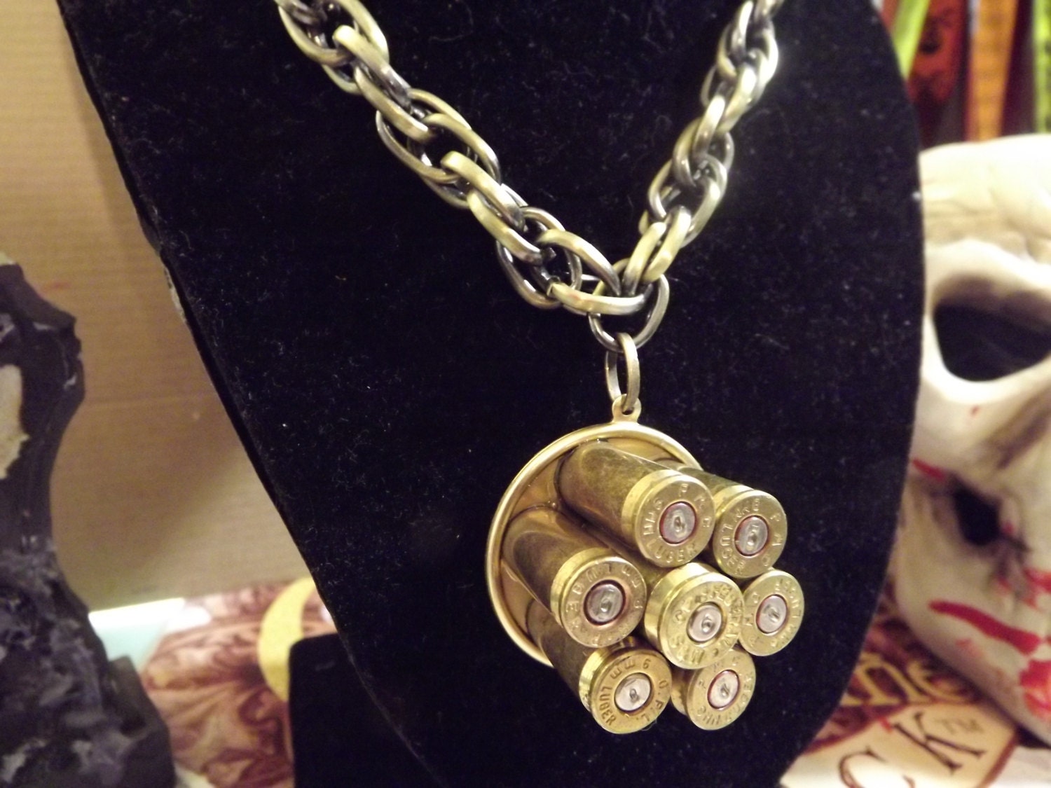 Gothic Bullet Casing Pendant Handmade Necklace