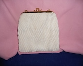 LUMURED Corde-bead white evening bag purse pocketbook