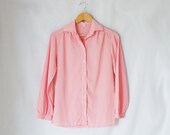 Vintage Blouse // Pink Button Up Shirt // Long Sleeves // Secretary Blouse// Pale Pink Shirt