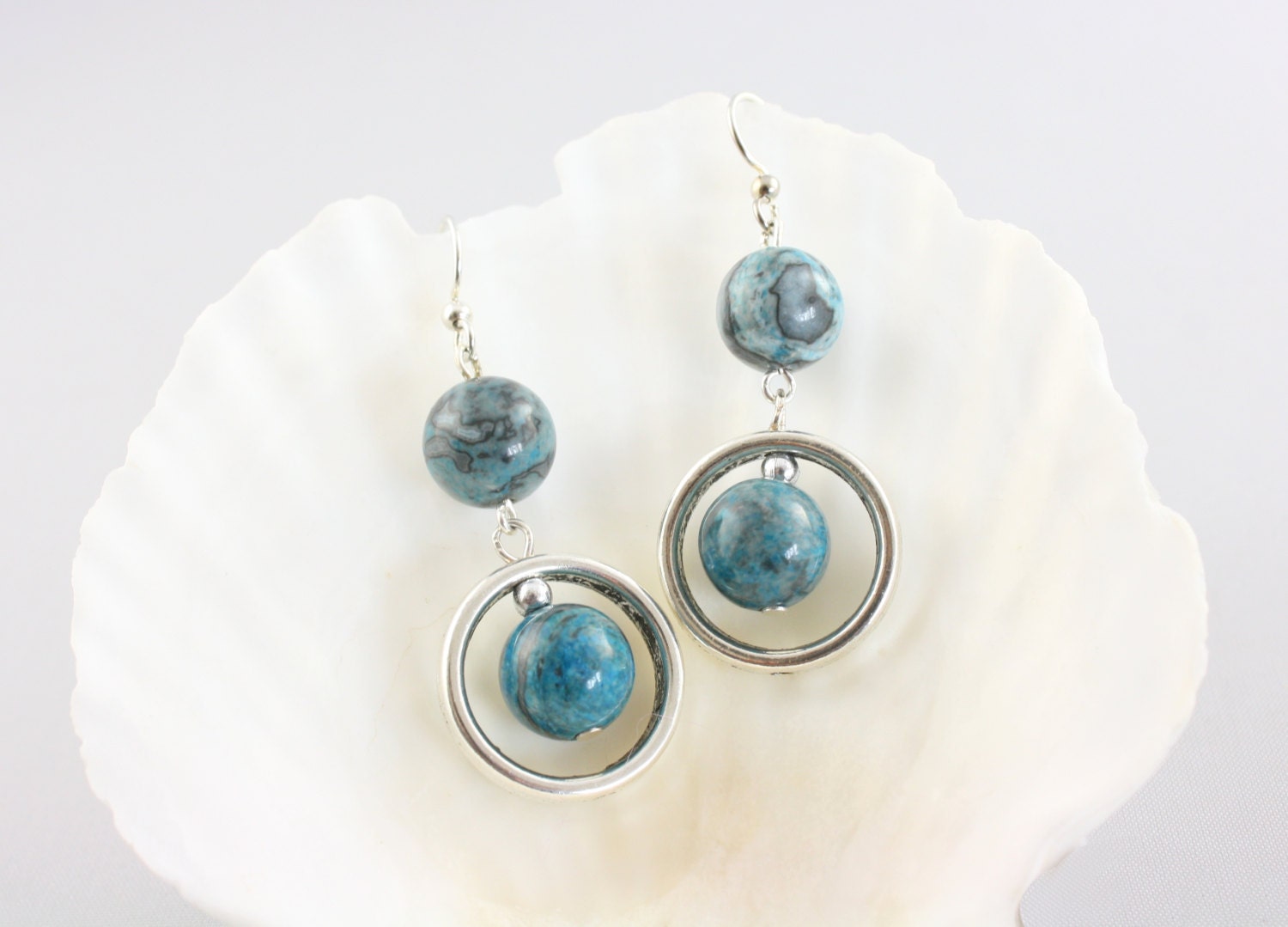 Turquoise Blue Earrings -Jasper Earrings