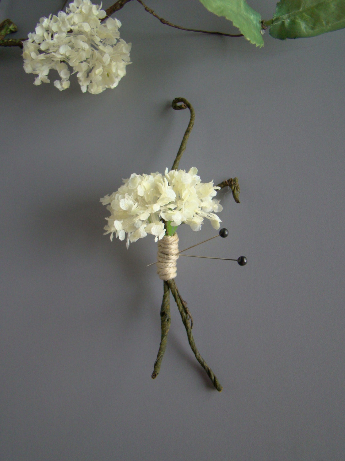 Woodland Rustic Wedding Boutonniere, Groom, Groomsmen, Ivory, Rustic, Natural, Branches