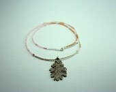 Romantic tribal leaf pendant necklace