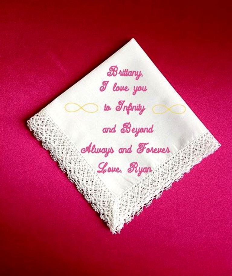 Groom to Bride Heirloom Embroidered, Personalized Hanky, Gift, Handkerchief