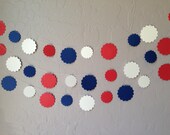 Red, White & Blue Scalloped Circle Garland/Banner, 4th of July Banner,  Wedding Banner