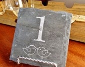 Personalized Slate Table Numbers with Stand-  Engagement Party, Dinner Party, Wedding