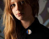 Lichtenstein Pop Art inspired Plexiglass Brooch, Benday Dots, Comic Book Acrylic Laser Cut Pin/Badge