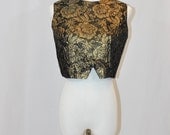 Vintage 60's Black and Gold Sleeveless Brocade Cropped Top